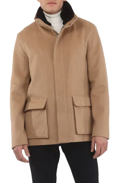 Gorski Jacket Crafted From Loro Piana Wool With Detachable Genuine Shearling Collar In Camel/brown
