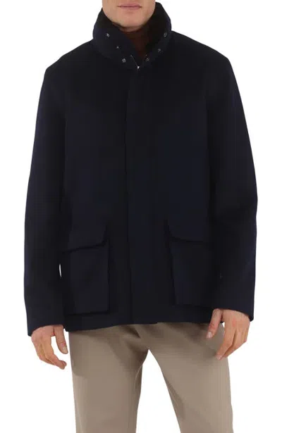 Gorski Jacket Crafted From Loro Piana Wool With Detachable Genuine Shearling Collar In Navy/black