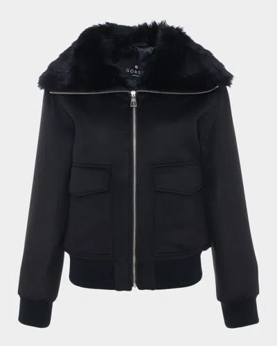 Gorski Jacket With Select Lamb Shearling Collar In Black