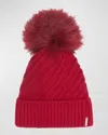 Gorski Knit Beanie With Lamb Shearling Pom In Red Red
