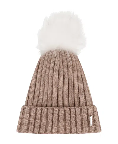 Gorski Knit Beanie With Toscana Lamb Pompom In Multi
