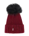 Gorski Knit Beanie With Toscana Lamb Pompom In Red