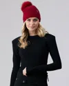 Gorski Knit Cashmere Hat With Fox Fur Pompom In Red