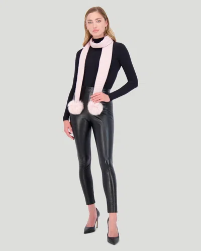 Gorski Knit Cashmere Scarf With Fox Pompom In Pink