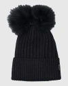 Gorski Knit Hat With Double Toscana Lamb Pompom In Black