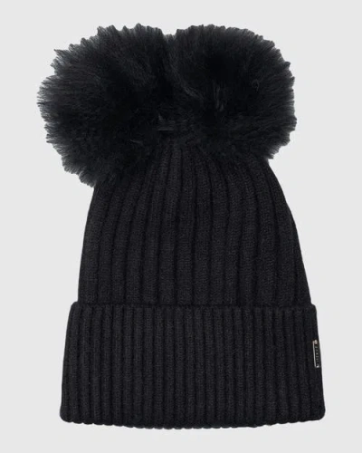 Gorski Knit Hat With Double Toscana Lamb Pompom In Black