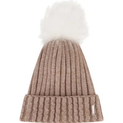 Gorski Knit Hat With Pompom In Brown