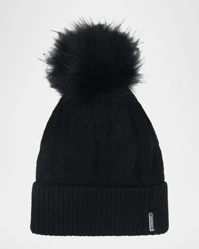 Gorski Knit Hat With Select Lamb Pom In Black
