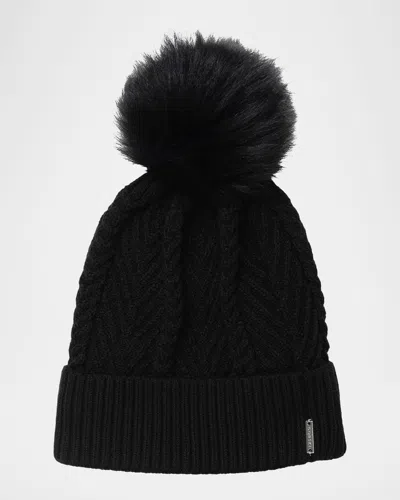 Gorski Knit Hat With Select Lamb Pom In Black
