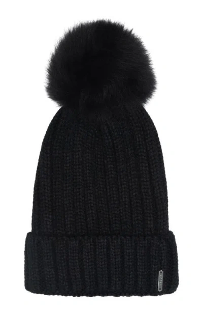 Gorski Knit Hat With Select Lamb Pom In Black