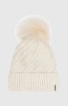 Gorski Knit Beanie With Lamb Shearling Pom In Neutral