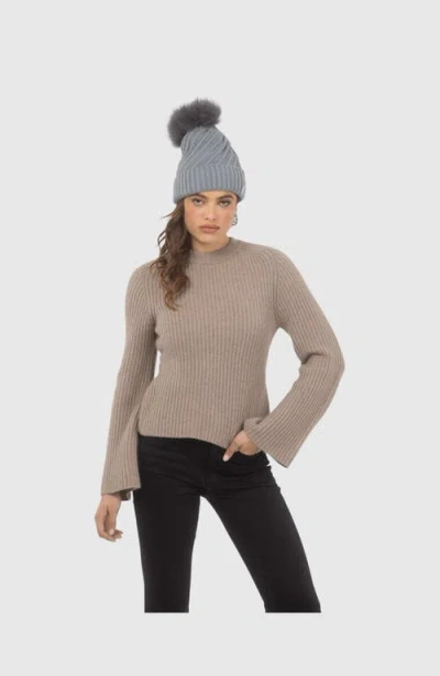Gorski Knit Hat With Select Lamb Pom In Gray