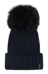 Gorski Knit Hat With Select Lamb Pom In Black