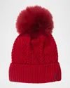 Gorski Knit Hat With Select Lamb Pom In Red
