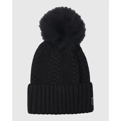 Gorski Knit Hat With Toscana Lamb Pompom In Black