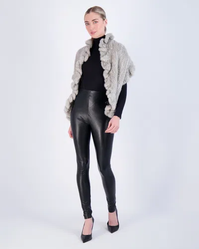 Gorski Knit Mink Ruffle Stole In Blue