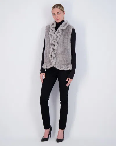 Gorski Knit Mink Ruffle Vest In Blue