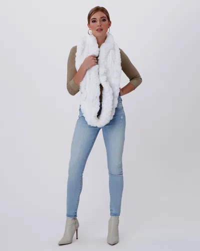 Gorski Knit Rex Rabbit Infinity Scarf In White