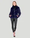 Gorski Knit Wool Jacket With Mink Front In Blue