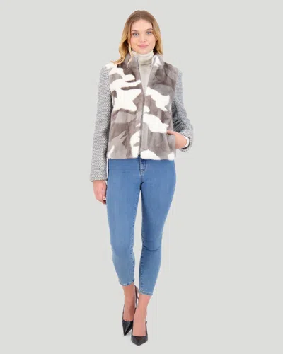 Gorski Knit Wool Jacket With Mink Front In Multi