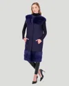 Gorski Knit Wool Vest With Mink Trim In Blue