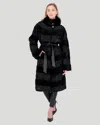 Gorski Lamb And Mink Sections Short Coat In Black