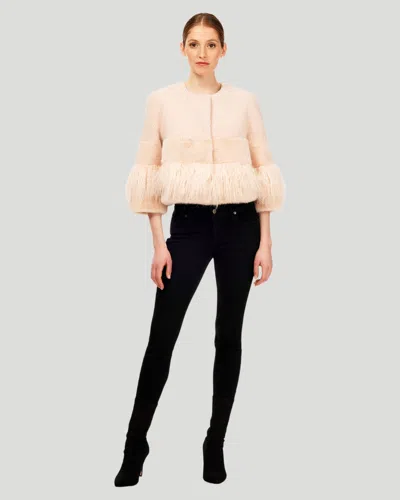 Gorski Lamb Bolero With Mink Trim In Pink