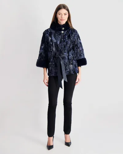 Gorski Lamb Jacket With Mink Stand Collar In Blue