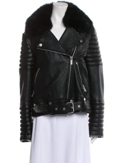 Pre-owned Gorski Lamb Leather Biker Jacket W/ Tags In Black