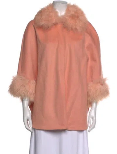 Pre-owned Gorski Lamb Leather Open Front Sweater W/ Tags In Pink