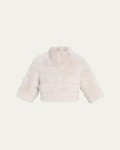 Gorski Lamb Shearling 3/4-sleeve Crop Coat In Pink