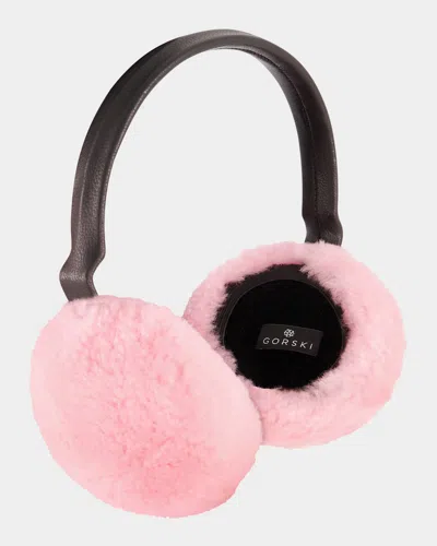 Gorski Lamb Shearling Earmuffs In Light Pink
