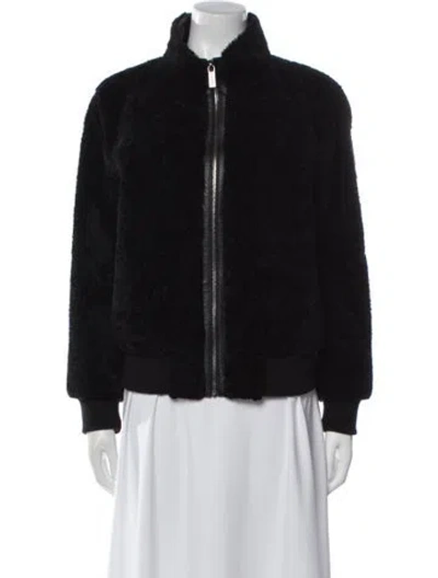 Pre-owned Gorski Leather Fur Jacket In Black