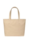 Gorski Leather Tote Bag With Removable Zipped Pouch In Sand