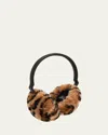 Gorski Leopard Lamb Shearling Fur Earmuffs In Brown