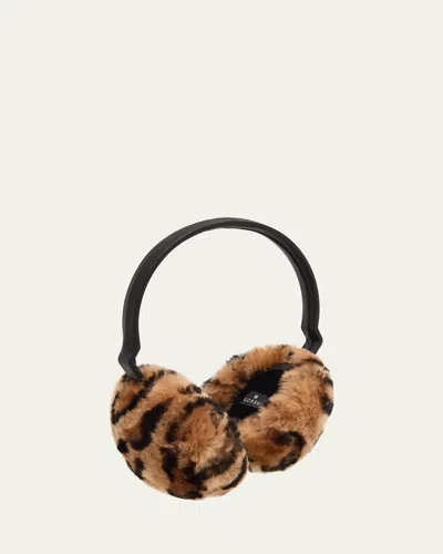 Gorski Leopard Lamb Shearling Fur Earmuffs In Brown