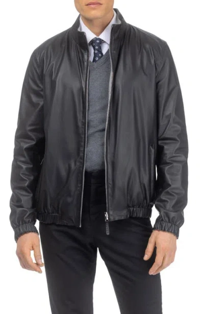 Gorski Light Genuine Nappa Leather Jacket Reversible To Cashmere & Wool Crafted From Loro Piana In Black