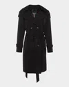 Gorski Lightweight Belted Double-breasted Trench Coat In Black