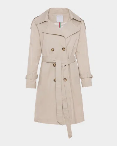 Gorski Lightweight Belted Double-breasted Trench Coat In Brown