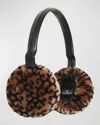 Gorski Logo Lamb Shearling Earmuffs In Brown Black Insignia