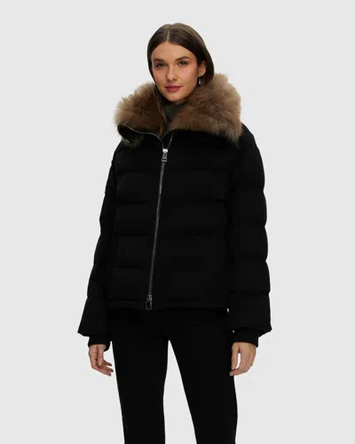 Gorski Loro Piana Cashmere Down Jacket With Select Cashmere Goat Collar In Black