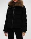Gorski Loro Piana Cashmere Down Jacket With Select Cashmere Goat Collar In Black/light Brown