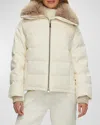 Gorski Loro Piana Cashmere Down Jacket With Select Cashmere Goat Collar In Ivory/taupe