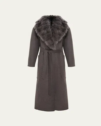 GORSKI LORO PIANA DOUBLE-FACE CASHMERE-BLEND COAT WITH DETACHABLE MERINILLO SHEARLING LAMB COLLAR