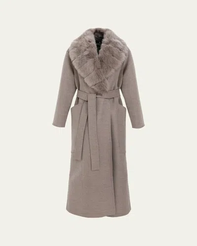 Gorski Loro Piana Double-face Cashmere-blend Coat With Detachable Merinillo Shearling Lamb Collar In Light Brown/light Brown
