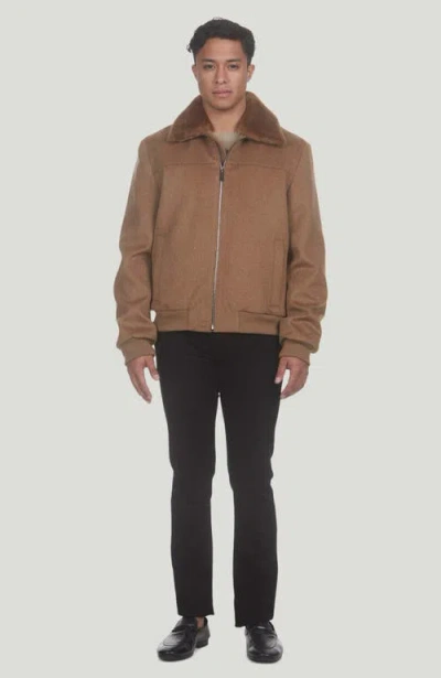 Gorski Wool Jacket With Shearling Lamb In Camel