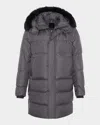 Gorski Men's Apres-ski Jacket With Detachable Toscana Lamb Shearling Hood Trim In Gray