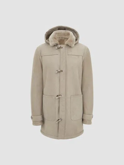 Gorski Men's Embossed Merino Shearling Lamb Jacket In Neutral