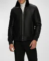 Gorski Men's Lamb Shearling Bomber Jacket In Black