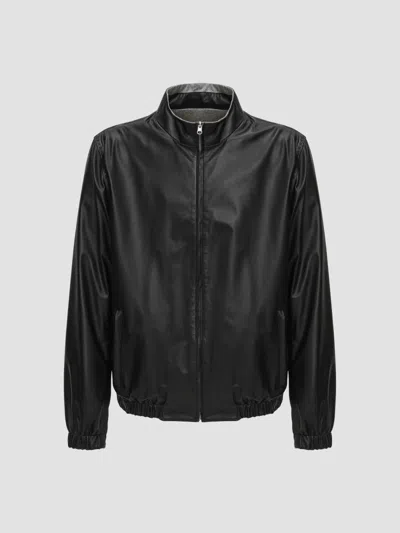 Gorski Men's Light Nappa Leather Reversible Jacket In Black